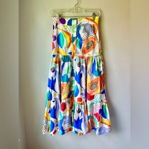 Oliphant Tiered Colorful Fruit Button Front Skirt